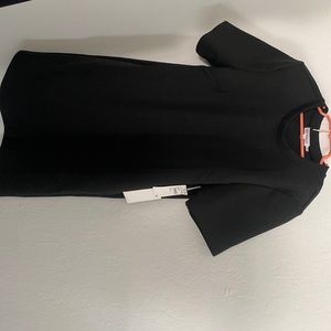NWT Good American Scuba Mini Tee Dress Shoulderpads Crew Neck Black size 1